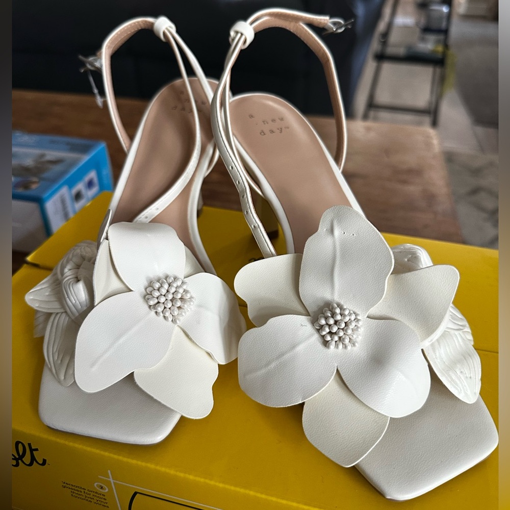 A New Day White Floral Heels